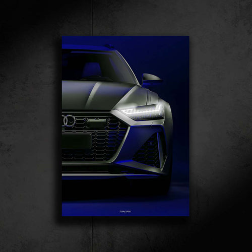 poster métallique audi rs6 c8 avant avec néon led
